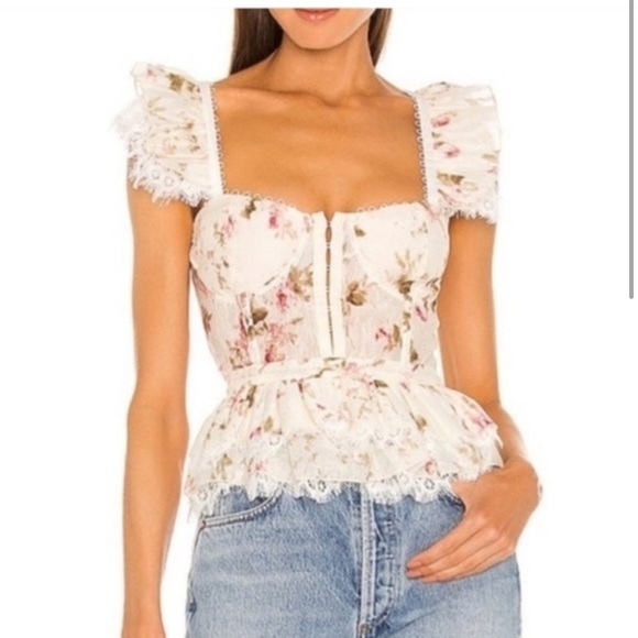 V Chapman Delphina Ruffle Lace Trim Top - Picture 2 of 5